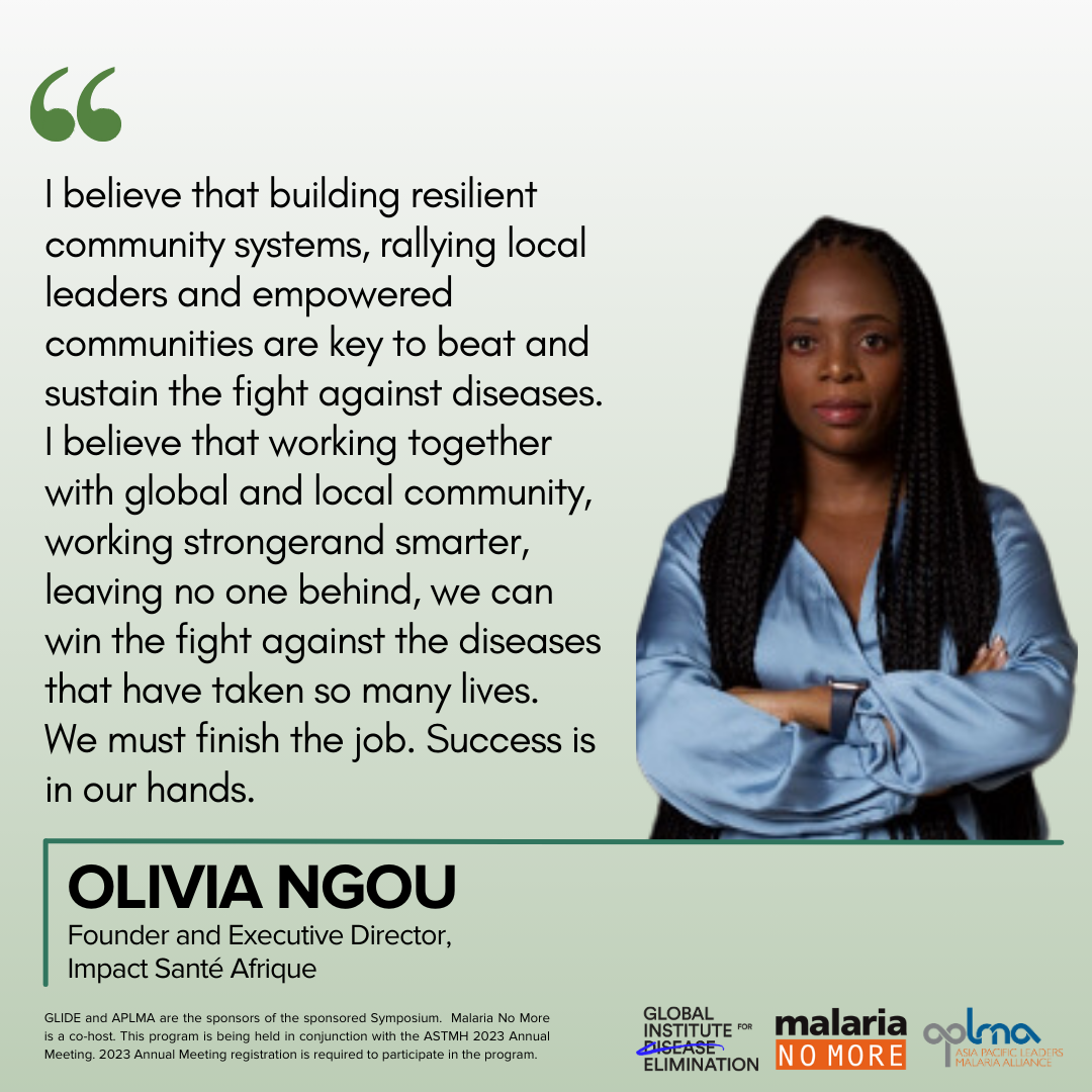 Quote text: I believe that building resilient community systems, rallying local leaders and empowered communities are key to beat and sustain the fight against diseases. I believe that working together with the global and local community, working stronger and smarter, and leaving no one behind, we can win the fight against disease that have taken so many lives. We must finish the job. Success is in our hands.