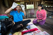 Community health work conducting malaria testing in Cambodia © Global Fund