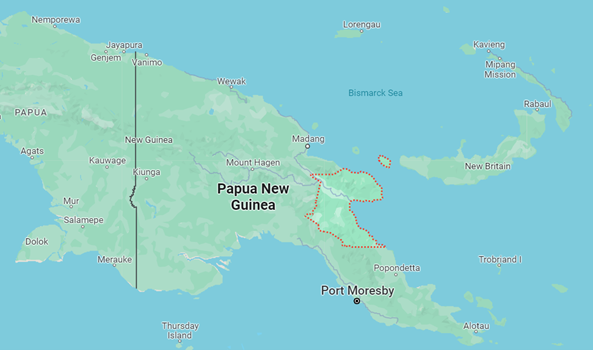Map of morobe province papua new guinea