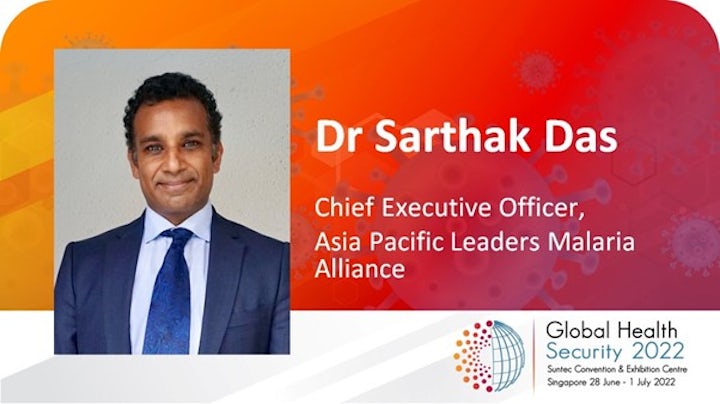Dr Sarthak Das, CEO of APLMA, speaking at Global Health Security 2022